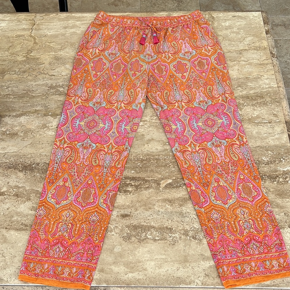 CALYPSO ST. BARTH orange / pink paisley pant. Size M